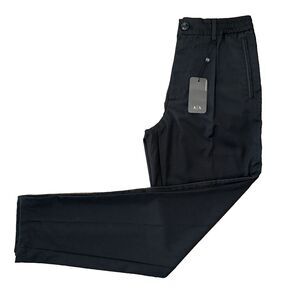 AX Armani Exchange Black Tapered Drawstring Pants Pleated Men 30 NWT Modern Fit